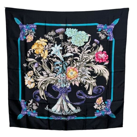 Hermes Silk Scarf Carré 90 Regina Her Majesty The Queen Black W/Box Rare - Picture 14 of 16